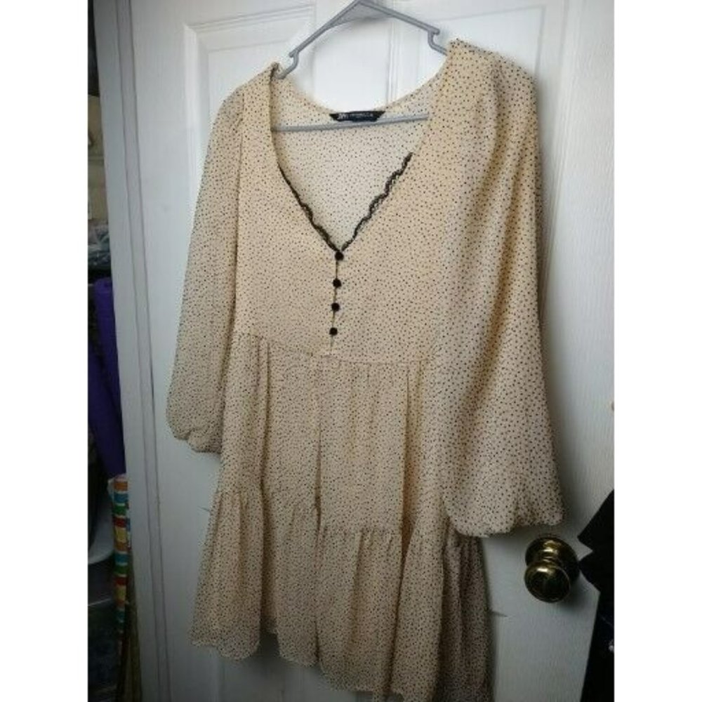 Zara short summer dress, beige, size XS, very good 